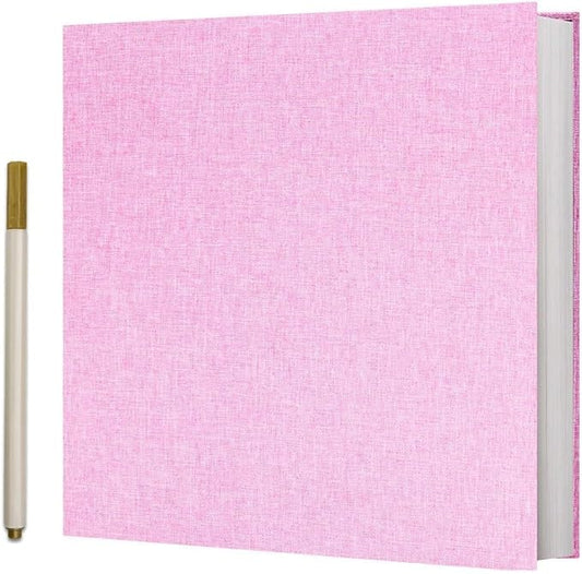 Vienrose Photo Album Self Adhesive 4x6 5x7 3x5 8x10 Scrapbook Album DIY Scrap Book with A Metallic Pen (11"x10.6" 60 Pages, Pink)