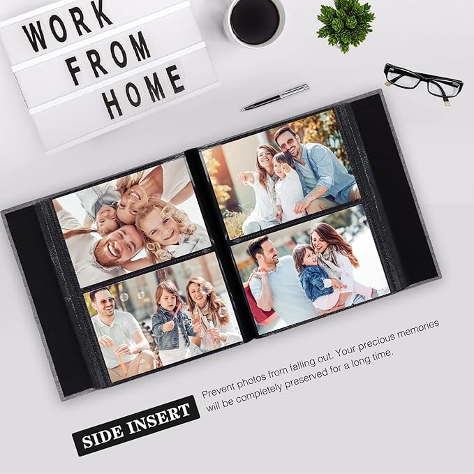 Mublalbum Small Photo Album 4x6 200 Photos Linen Cover Picture Book with Horizontal Pockets for Wedding Family Anniversary and Baby (Beige)