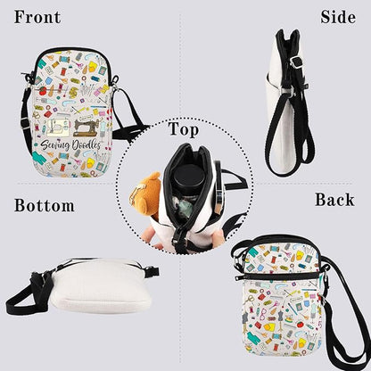 GJTIM Sewing Gift for Women Sewing Project Bag Sewing Doodles Zipper Pouch Quilter Gift Tailor Gift for Costume Designer (Sewing Doodles CR)