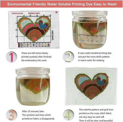 Leczany Cross Stitch Stamped Kit for Beginner - Colorful Tree | DIY Embroidery Starter Patterns Craft Kit Needlepoint for Adults | 11CT, 3 Strands | 13x18.1 inches