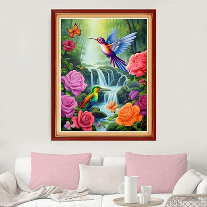Dimxvean Stamped Cross Stitch Kits,Cross Stitch Kits for Adults Beginners,Embroidery Kits Full Range of Cross Stitch Stamped Kits Needlepoint Kits Cross Stitch Patterns-Waterfall 16x20 inch