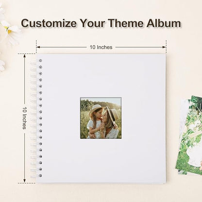 Scrapbook Album 10x10 Inches Photo Album Hardcover Kraft with Window Scrap Book Blank Memory Book for Baby Wedding Guest Book Couples Graduation Travel DIY Anniversary, 100 Pages White
