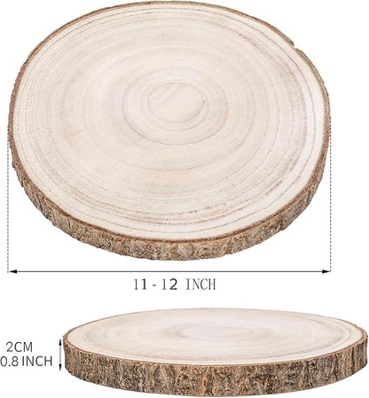 Natural Round Wood Slices 8 Pack 11-12 inches Unfinished Wood kit Circles DIY Crafts Wood Ornament Discs