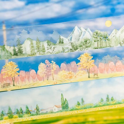 AuriicLeaf Fairy Tale Countryside PET Tape Set, 6 Rolls Nature-Inspired Stickers for Scrapbooking, Journaling, DIY Crafts, and Art Supplies