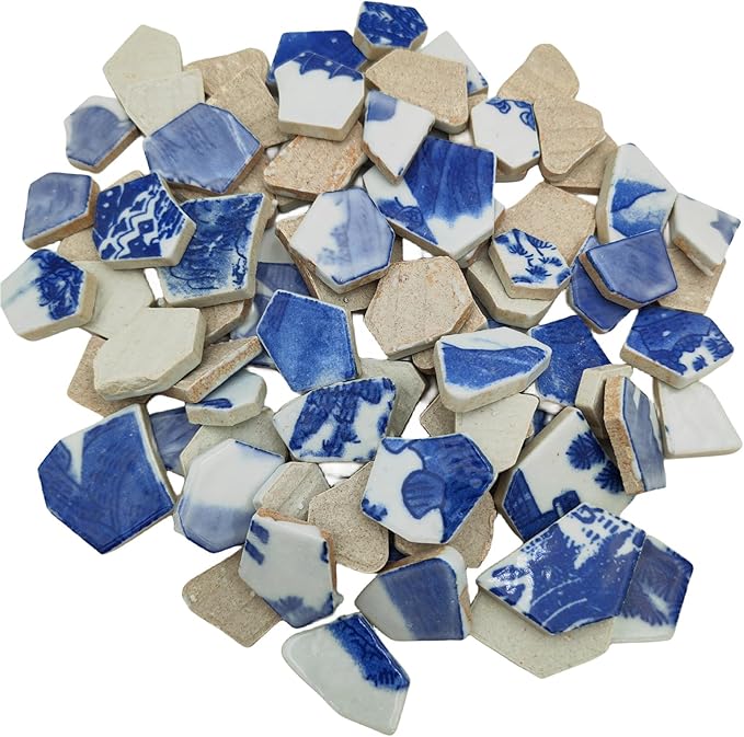 1.1 LB Porcelain Ceramic Mosaic Tiles,Broken Irregular Mosaic Tiles for DIY Craft Floor,Kitchen,Pool, Flower Pots Mosaic Making Supplies (Porcelain 12)