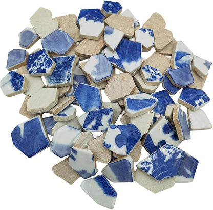 1.1 LB Porcelain Ceramic Mosaic Tiles,Broken Irregular Mosaic Tiles for DIY Craft Floor,Kitchen,Pool, Flower Pots Mosaic Making Supplies (Porcelain 12)