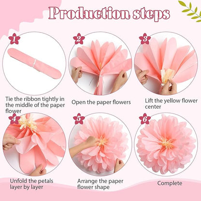 12 Pcs 10" 20" Giant Mexican Fiesta Paper Flowers Colorful Tissue Crepe Flowers Pom Poms Craft for Floral Party Backdrop Wedding Birthday Party (Dusty Color)