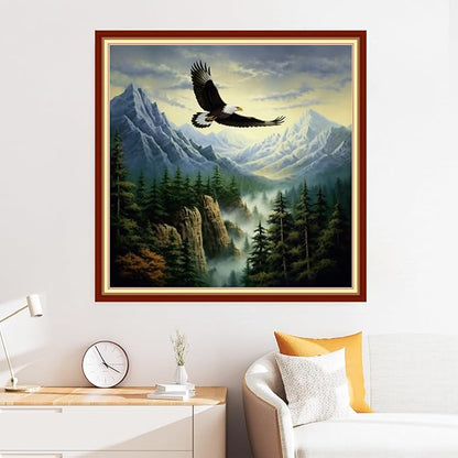 Disxvivy Cross Stitch Stamped Full Embroidery Kits DIY 11CT Cotton Thread Printed DIY Needlepoint Kits Craft Needlework Set Cross-Stitch Stamped Sets-Eagle Scenery 18x18 inch