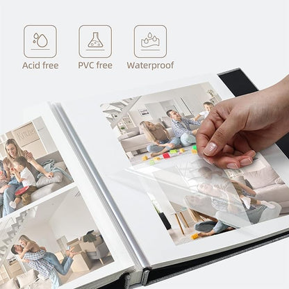 Vienrose Photo Album Self Adhesive 4x6 5x7 3x5 8x10 Scrapbook Album DIY Scrap Book with A Metallic Pen (11"x10.6" 60 Pages, Skyblue)