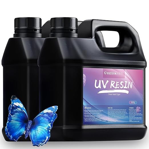 UV Resin 2000g, Crystal Clear Hard Ultraviolet Epoxy Resin Glue, Low Odor Transparent Solar Cure Sunlight Activated Resin for Jewelry Making, DIY Craft Decoration, Mold, Casting and Coating