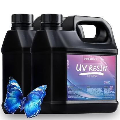 UV Resin 2000g, Crystal Clear Hard Ultraviolet Epoxy Resin Glue, Low Odor Transparent Solar Cure Sunlight Activated Resin for Jewelry Making, DIY Craft Decoration, Mold, Casting and Coating