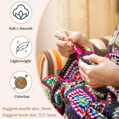 24 Skeins Soft Cotton Yarn Total 2880 Yards Assorted Colors Yarn for Crocheting and Knitting 4 Ply Acrylic Gauze for DIY Crafts Project, Each Skein 1.76 Oz/120 Yard(Pastel Colors)