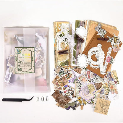 251PCS Vintage Scrapbook Supplies Pack, Scrapbooking Paper and Stickers Ephemera Bundle Junk Journal Kit for Art Aesthetic Journaling Collage Decoupage Craft (Flowers and Birds)