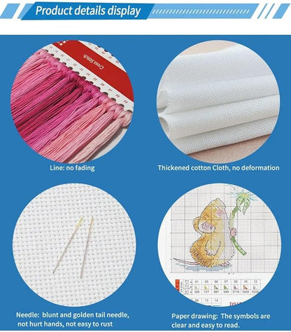 Dooxvey Cross Stitch Kits for Adults Stamped Full Range of Embroidery Starter Kits for Beginners 11CT Printed Cross Stitch Patterns Needlepoint Kits Stamped Crossstitching-Hummingbirds 16x20 inch