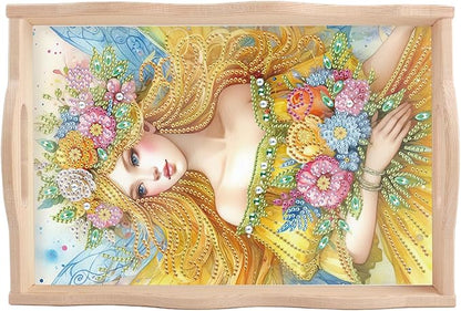 JZHYOAN Diomand Coffee Table Tray, A Large Serving Platter for Family, Decorative Tray for Living Room Restaurant, Diamond Painting Table Breakfast Home Decoration