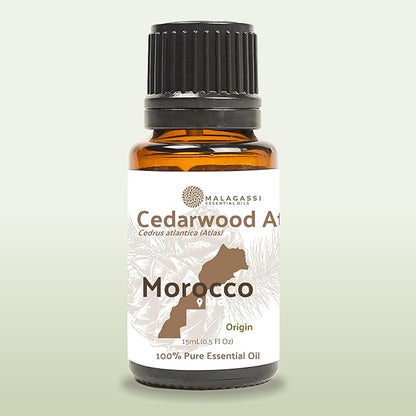 Nature Packaged Pure Cedarwood (Atlas) Essential Oil (15ml) - Direct from Malagassi Essential Oils Farm in Morocco - Essential Oils for Diffusers and Aromatherapy | Pure Therapeutic Grade