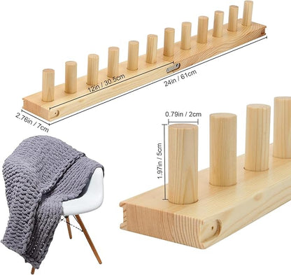 Chunky Knitting Blanket Loom, Thick Yarn Knitting Loom, Chunky Yarn Blanket Loom for Knitting Thick Yarn Projetcs, Foldable and Portable Chunky Blankets Extra Large Loom (12”) (4)