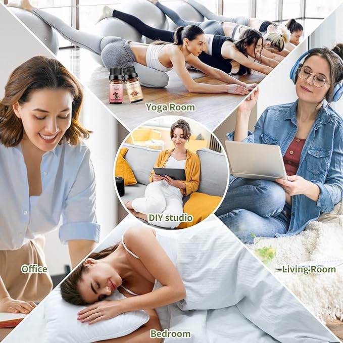 Sedbuwza Rose Sandalwood Essential Oil Set, Rose Fragrance Oil Sandalwood Scent Oil Set for Diffuser, Aromatherapy, Massage, Soap, Candle Making 2 x 10 ml