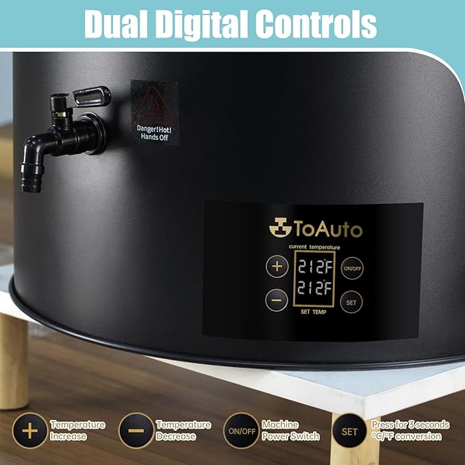 TOAUTO 60 Lbs Commercial Digital Wax Melter, 30L Extra Large Electric Candle Making Machine for with Adjustable Temperature Control, Fast-Pour Spout & Easy Clean for Candle Business 1100W 120V