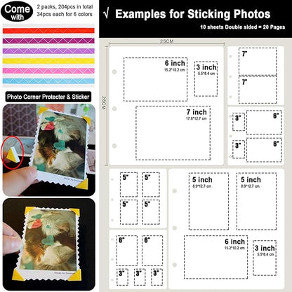 ADVcer 10 Sheets Double Sided Scrapbooking Refill Pages, 9.84x10.24" No Acid Thick Additional Craft Paper Cardboard for ALL ADVcer 10x10 inch Three-Ring Loose-Leaf Binder Photo Album Scrapbook (White)