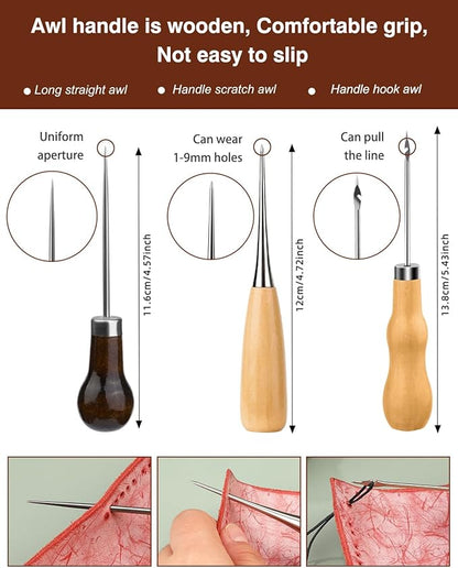 BAGERLA Heavy Duty Sewing Kit, Needle and Thread Kit with Upholstery Thread Needles Sewing Awl Seam Ripper for Car Seats Carpets Shoes Backpacks DIY Crafting