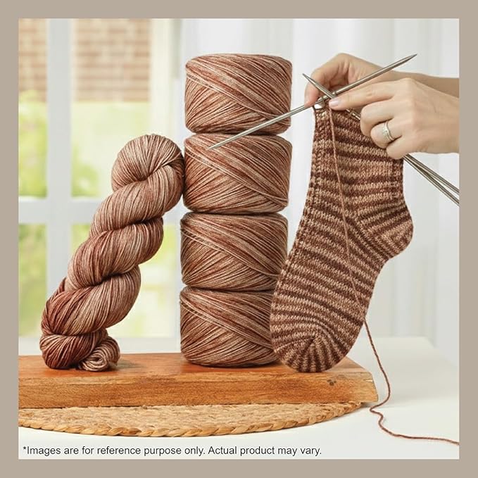 KnitPro Symfonie Hand Dyed Yarn | Extra Fine Merino Wool & Polyamide Blend for Knitting & Crocheting, Fingering Weight, Oeko-TEX Certified 400m, 100g Skein | Terra Variegated Mocha