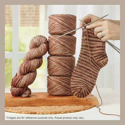 KnitPro Symfonie Hand Dyed Yarn | Extra Fine Merino Wool & Polyamide Blend for Knitting & Crocheting, Fingering Weight, Oeko-TEX Certified 400m, 100g Skein | Terra Variegated Mocha