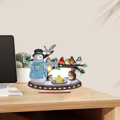 Tontut Diamond Painting Desktop Decoration, Birdie Snowman 5D DIY Special Diamond Art Decoration Kit for Adults, Office Desktop or Christmas Holiday Arrangement Crafts