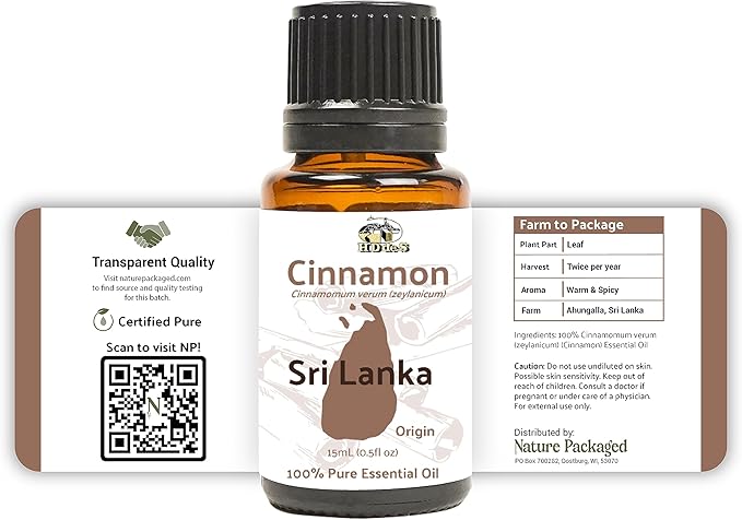 Nature Packaged Cinnamon Essential Oil - Direct from Sri Lankan Essential Oils - 100% Pure - Natural Aceite de Canela for Aromatherapy & Wellness - Premium Grade (2lbs)