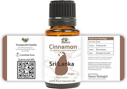 Nature Packaged Cinnamon Essential Oil - Direct from Sri Lankan Essential Oils - 100% Pure - Natural Aceite de Canela for Aromatherapy & Wellness - Premium Grade (2lbs)