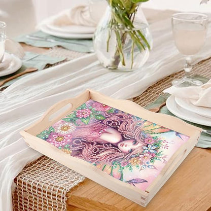 JZHYOAN Diamond Painting Trays for Adults, DIY Art Fruit Platters Entertaining Breakfast Coffee Table Home Decoration, Special Creative Design, Large Serving Platte for Living Room Dining