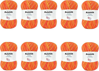 500g(10x50g) Acrylic Yarn for Crocheting and Knitting, Colorful Gradient Yarn Thread, 10 Rolls Skeins, Multicolor Hilo Acrílico, Perfect for DIY Crafts Project