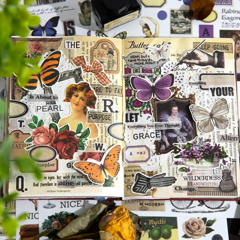 Vintage Scrapbooking Sticker Book for Adults - 800+ Washi Journaling Stickers Ephemera Book for Junk Journal Supplies DIY Crafts Arts Decorative 24 Sheets - Image 6