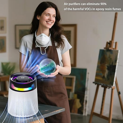 Epoxy Resin air Purifier, with Filter Element Purifier with Night Light Mode, Resin molding and Casting air Filtration System, epoxy Tool Accessories consumables