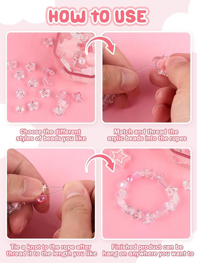 150PCS Acrylic Pastel Beads for Jewelry Making, Kalolary Colorful Bow Butterfly Flower Beads Kawaii Plastic Candy Heart Bead Cute Macaroon Aesthetic Bead for Bracelet Necklace DIY Supplies (Pink)