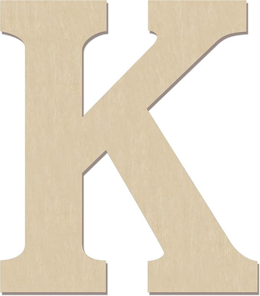 HILAZA 12 Inch Large Wooden Greek Letters, Unfinished Big Wood Letters for Wall Decor, DIY Crafts, Parties Wedding Christmas Home Decoration, Letter (Κ)