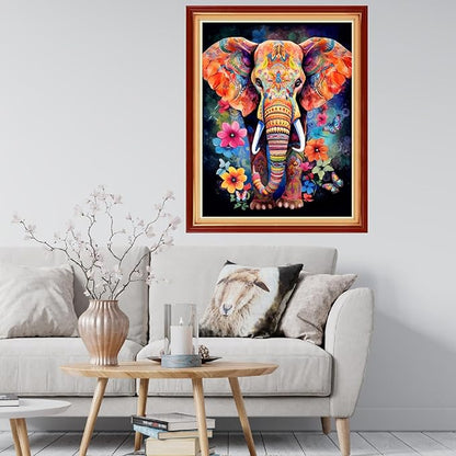 Findvoor Stamped Cross Stitch Kits for Beginner Embroidery Kits for Beginners Adults DIY 11CT Cross Stitch Patterns Needlepoint Kits Crossstitching Kits-Colorful Elephant 16x20 inch