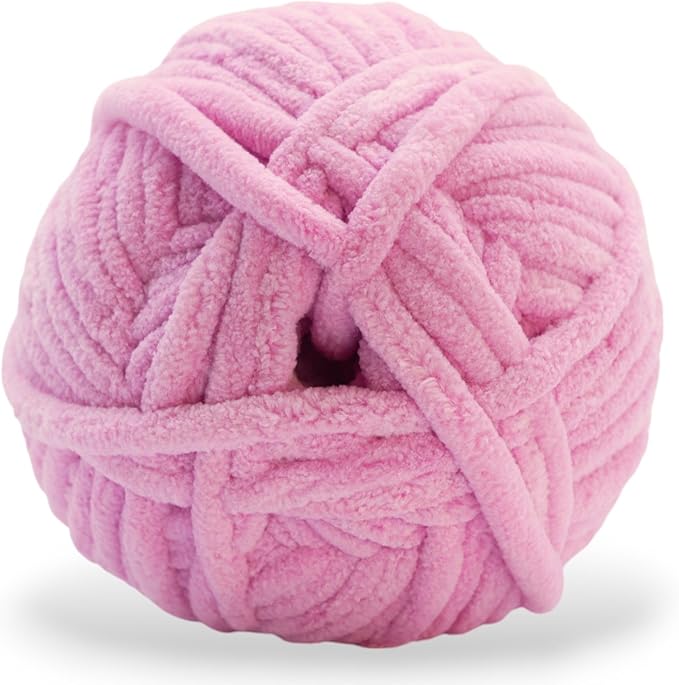 Okey Dokeys 300g Jumbo Velvet Chenille Yarn 7 Jumbo – Plush, No-Fray, Durable Plushies, Posh Soft Crochet Projects Beginner Friendly (130 yds) (Raspberry Ice Cream Pink (105), 1 Pack (17.90/Skein))