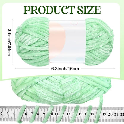 Woanger 20 Skeins Soft Chenille Yarn Velvet Blanket Yarn for Crocheting Hand Knitting Weaving DIY Craft, 10 Colors, 93 Yards Each (Green Tone)