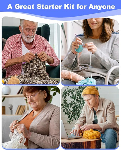 Aeelike Crochet Kit for Beginners Young and Old, First Crochet Kit for Adults Include 23pcs Crochet Hooks, 655 Yards Yarn Set for Crocheting, Instruction, Bag, Crochet Accessories and Supplies, Navy