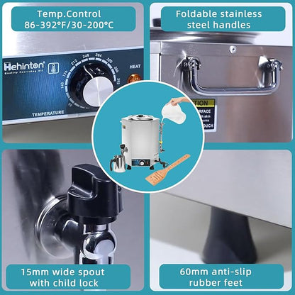 Hehinton 3-in-1 Professional Double Boiler Melting Pot, 8.3Qt 1500W All Stainless Steel Melter for Chocolate, Candle Wax Soap Making | Fast Even Heating Melting & Keeping Warm