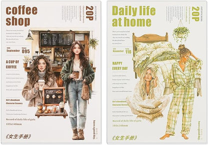 Snycler 2 Books for Girls Journaling People Stickers for Scrapbooking 480 Pre-Cut Pet Transparent Stickers for Journaling Scrapbooking Supplies