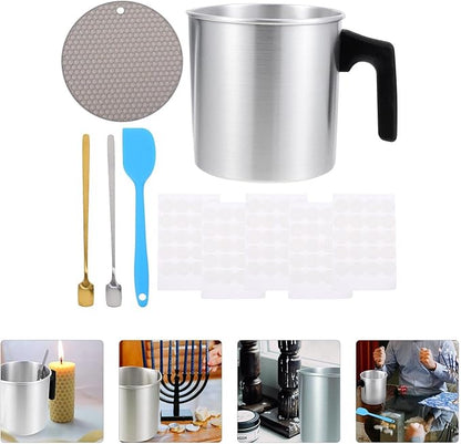 DIYEAH Stainless Steel Candle Making Pouring Pot with Dripless Spout DIY Candle Crafts Tool for Wax Melting Suitable for Adults Random Color