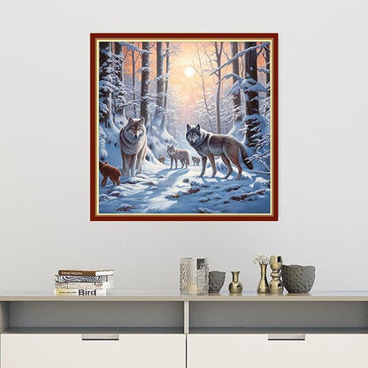 Findvoor Stamped Cross Stitch Kits for Beginners Full Range of Cross Stitching Embroidery Pattern for Adults, 11CT DIY Needlepoint Embroidery Starter Kits-Snow Scenery 17.7x17.7 inch