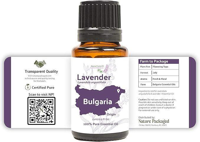 Nature Packaged Lavender Oil - Bulgarian Essential Oils - Lavender Diffuser - Pure Therapeutic Grade (15ml)