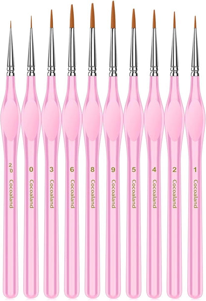 Miniature Paint Brushes,10Pcs Round Pointed Tip Paintbrushes, Micro Detail Paint Brush Set, Triangular Grip Handles Art Brushes Perfect for Acrylic, Watercolor, Oil, Craft (Blush)