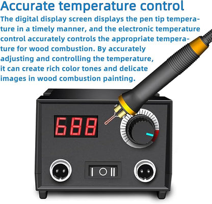 FIRElood Wood Burning Tool, Wood Burner kit Pen 25~750℃, Wood Burning kit with Digital Thermometer Temperature Adjustable Temperature, 2 pyrographic Wood Burning pens, 30 Wood Burning Pen Tips