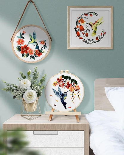 TINDTOP Hummingbird and Flower Embroidery Kit for Adults
