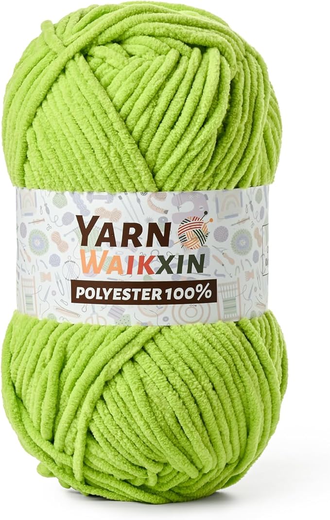 Soft Chenille Yarn for Crocheting, Fluffy Chunky Crochet Yarn for Baby Blanket, (1.76oz/65.6yds) Fuzzy Velvet Yarn for Amigurumi&DIY Puzzle、Crafts、Scarf(Lime Green)