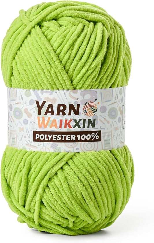 Soft Chenille Yarn for Crocheting, Fluffy Chunky Crochet Yarn for Baby Blanket, (1.76oz/65.6yds) Fuzzy Velvet Yarn for Amigurumi&DIY Puzzle、Crafts、Scarf(Lime Green)